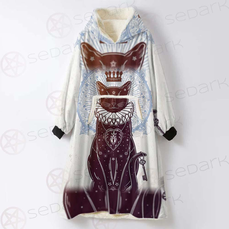 Black Cat Silhouette Portrait SDN-1059 Oversized Sherpa Blanket Hoodie