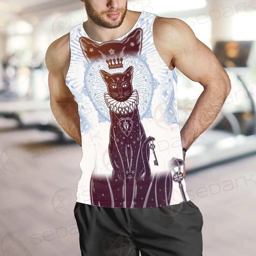 Black Cat Silhouette Portrait SDN-1059 Men Tank-tops