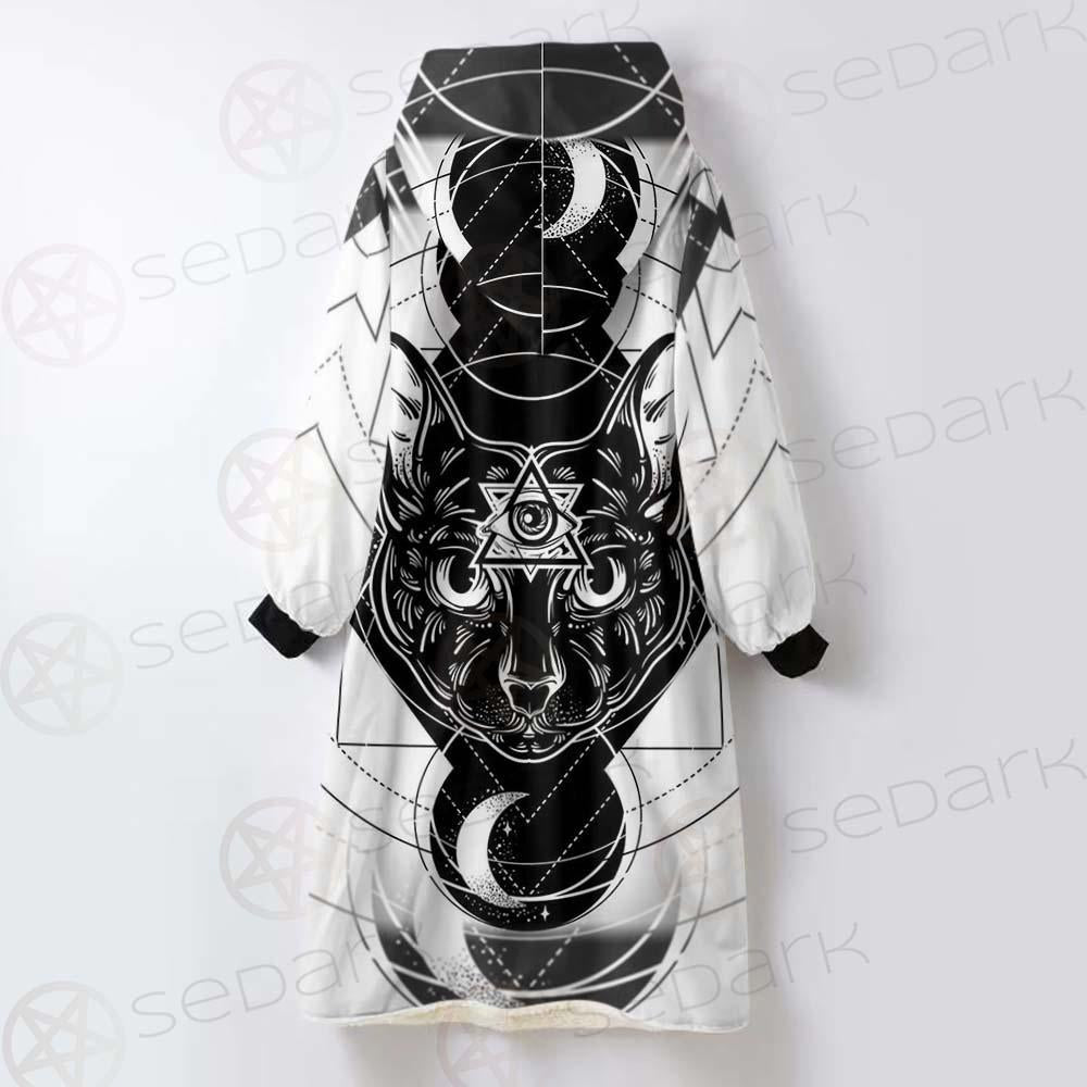 Hand Drawn Illustration Of Cat SDN-1064 Oversized Sherpa Blanket Hoodie