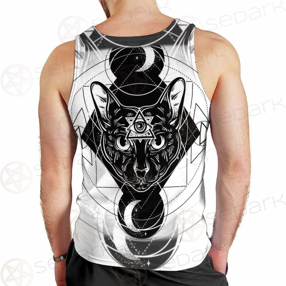 Hand Drawn Illustration Of Cat SDN-1064 Men Tank-tops