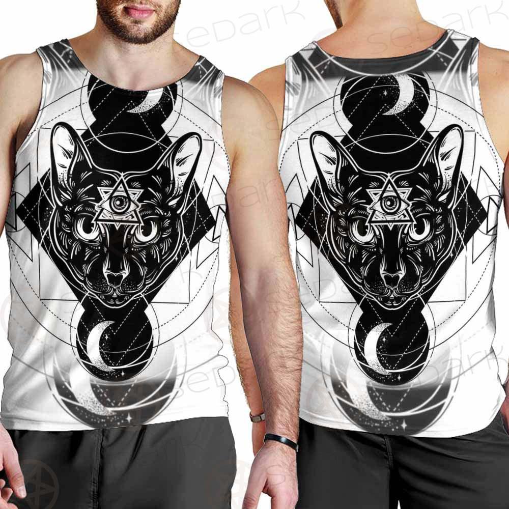 Hand Drawn Illustration Of Cat SDN-1064 Men Tank-tops