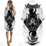 Hand Drawn Illustration Of Cat SDN-1064 Batwing Pocket Dress