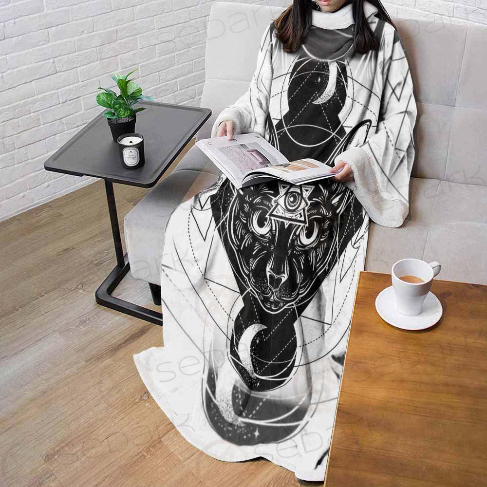 Hand Drawn Illustration Of Cat SDN-1064 Sleeved Blanket