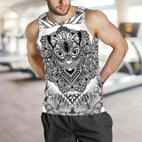 Cat Mystic And Mandala Tattoo SDN-1065 Men Tank-tops