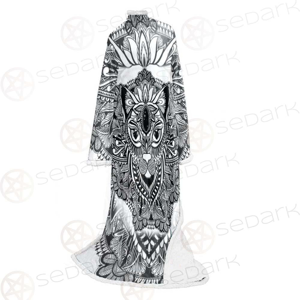 Cat Mystic And Mandala Tattoo SDN-1065 Sleeved Blanket