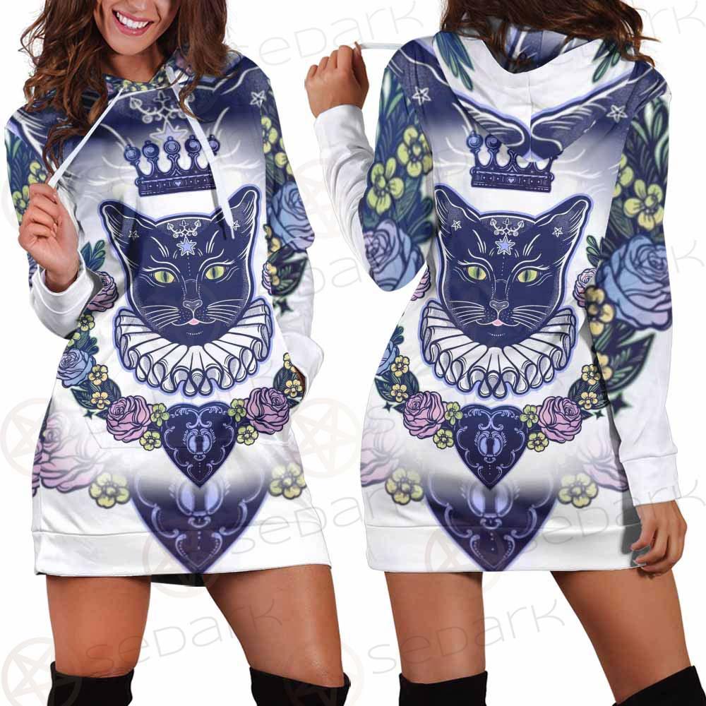 Black Cat Silhouette Portrait SDN-1066 Hoodie Dress