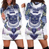 Black Cat Silhouette Portrait SDN-1066 Hoodie Dress