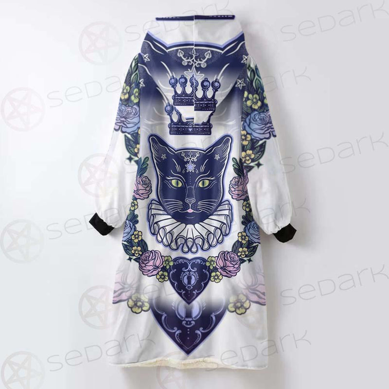 Black Cat Silhouette Portrait SDN-1066 Oversized Sherpa Blanket Hoodie