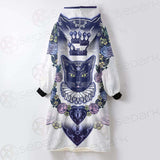 Black Cat Silhouette Portrait SDN-1066 Oversized Sherpa Blanket Hoodie