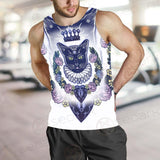 Black Cat Silhouette Portrait SDN-1066 Men Tank-tops