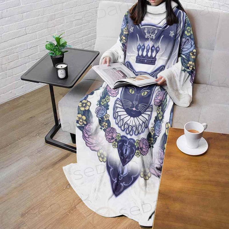 Black Cat Silhouette Portrait SDN-1066 Sleeved Blanket