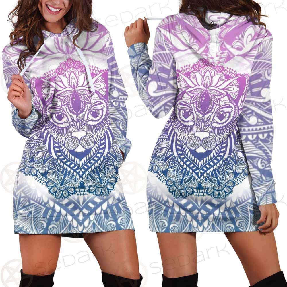 Cat Mystic And Mandala Tattoo SDN-1067 Hoodie Dress