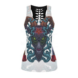 Infernal Torture Theme Tattoos Hollow Out Tank Top