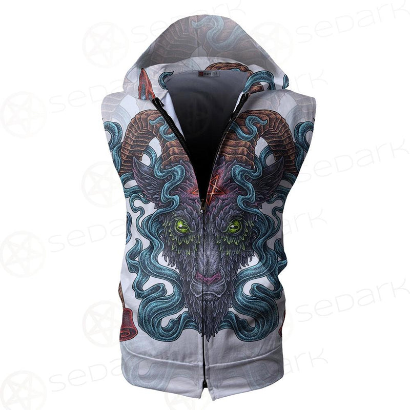 Infernal Torture Theme Tattoos Zip Sleeveless Hoodie