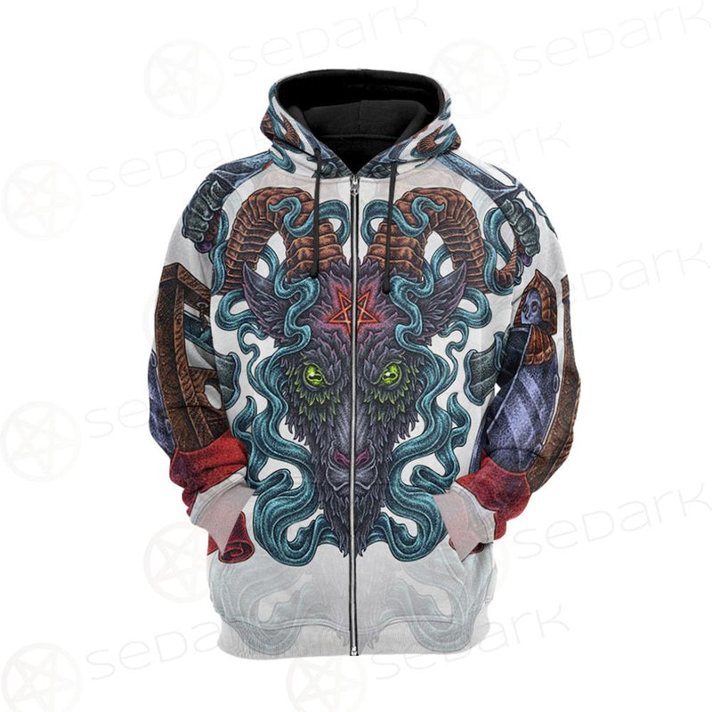 Infernal Torture Theme Tattoos Hoodie Raglan Zip