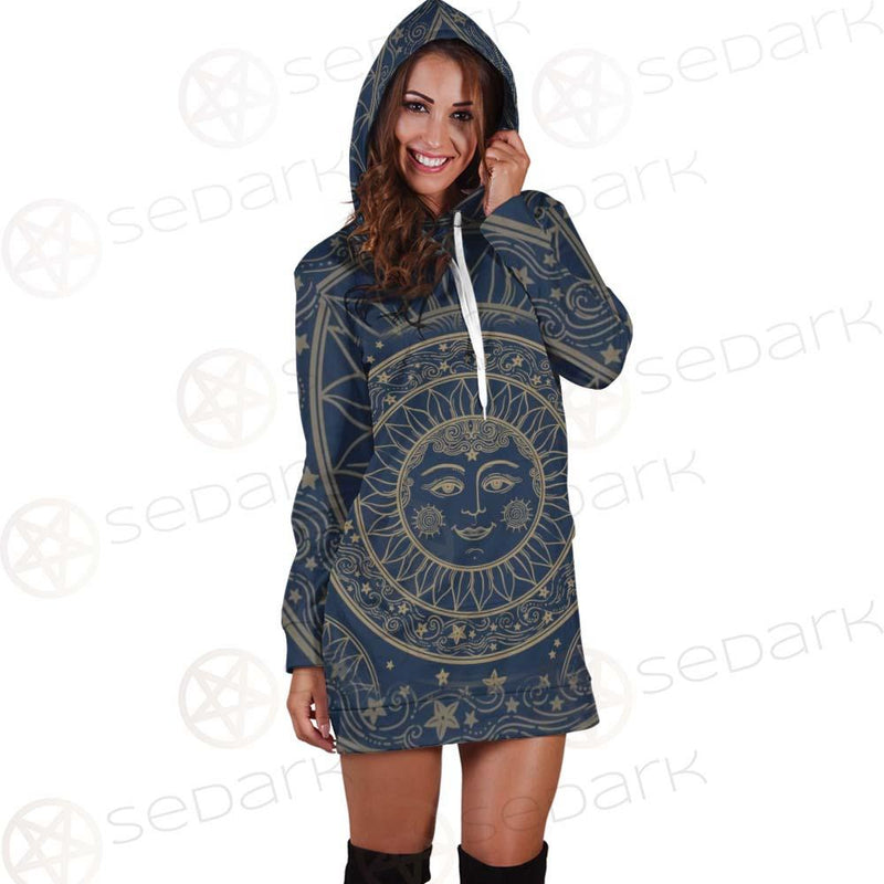Sun Face With Stars Medallion Ornament SDN-1071 Hoodie Dress