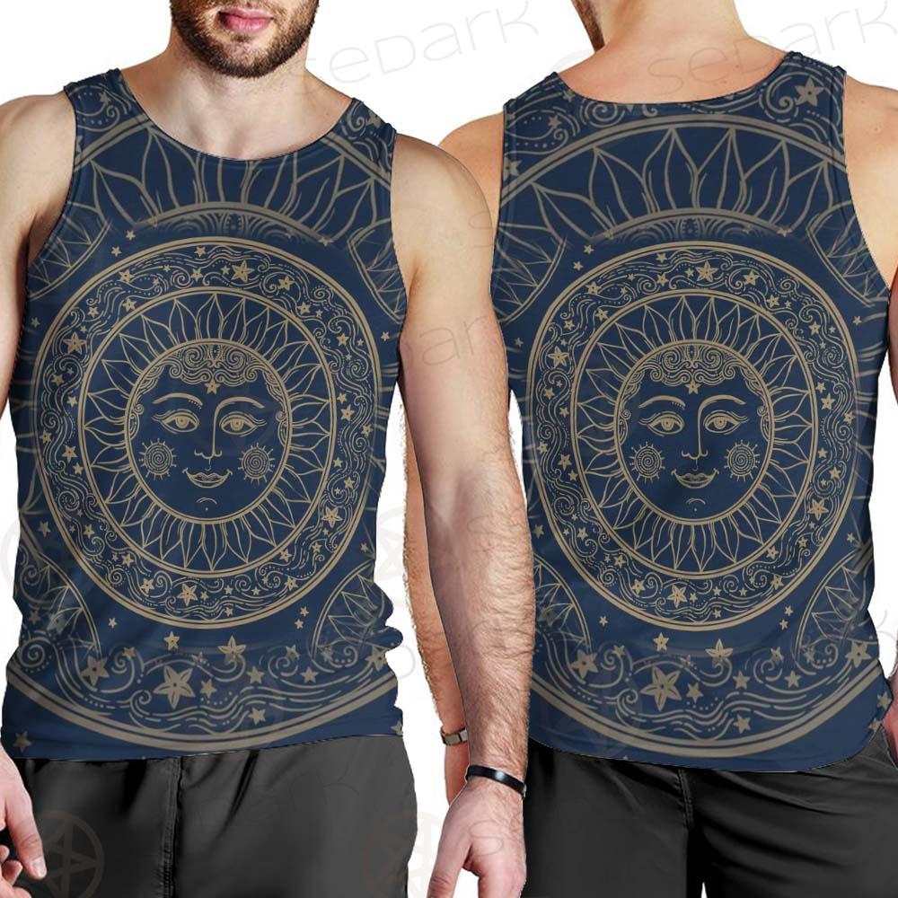Sun Face With Stars Medallion Ornament SDN-1071 Men Tank-tops
