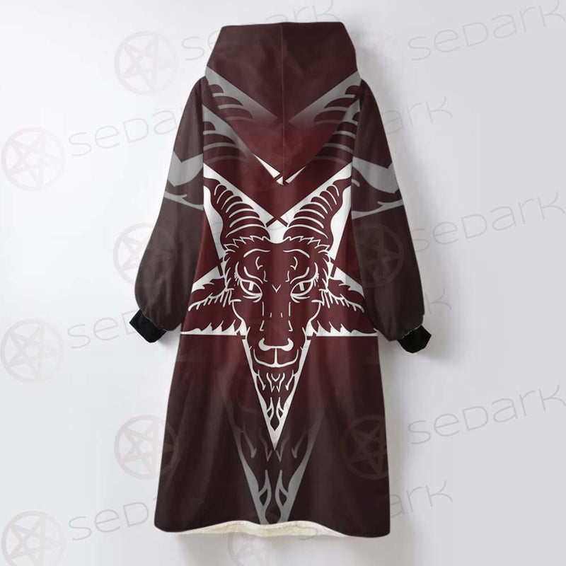 Goat Head On Pentagram SDN-1078 Oversized Sherpa Blanket Hoodie
