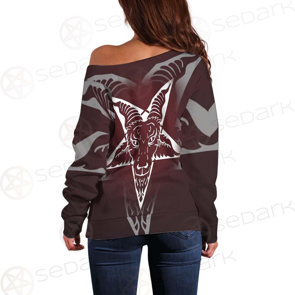 Goat Head On Pentagram SDN-1078 Off Shoulder Sweaters