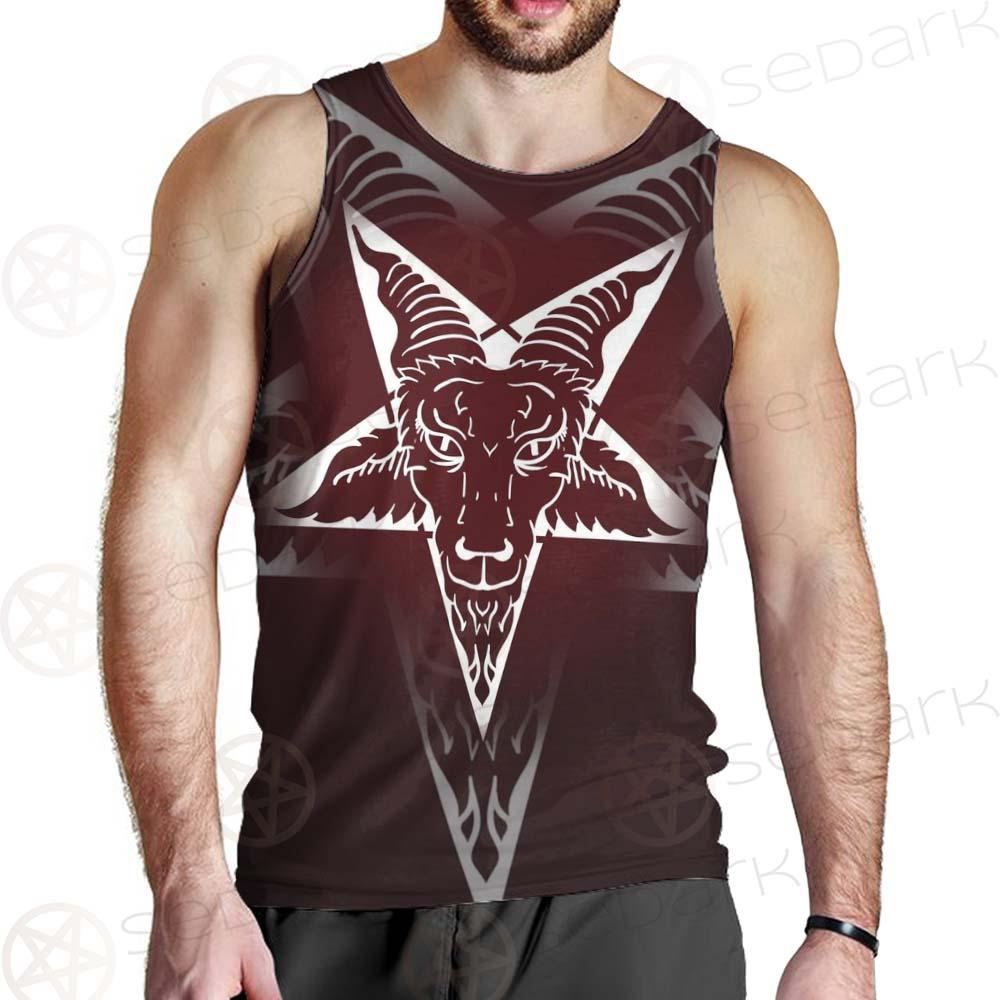 Goat Head On Pentagram SDN-1078 Men Tank-tops