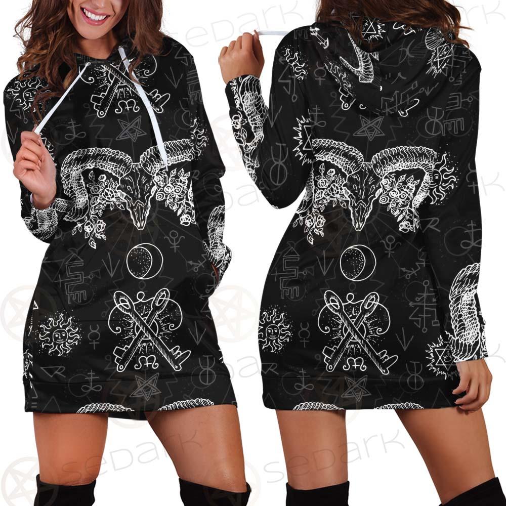 Devils Head With Horns SDN-1079 Hoodie Dress