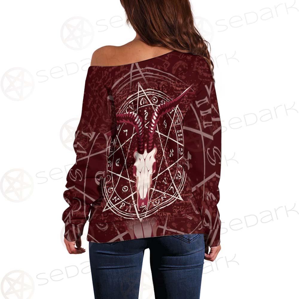 Pentagram With Magical Inscriptions SDN-1080 Off Shoulder Sweaters