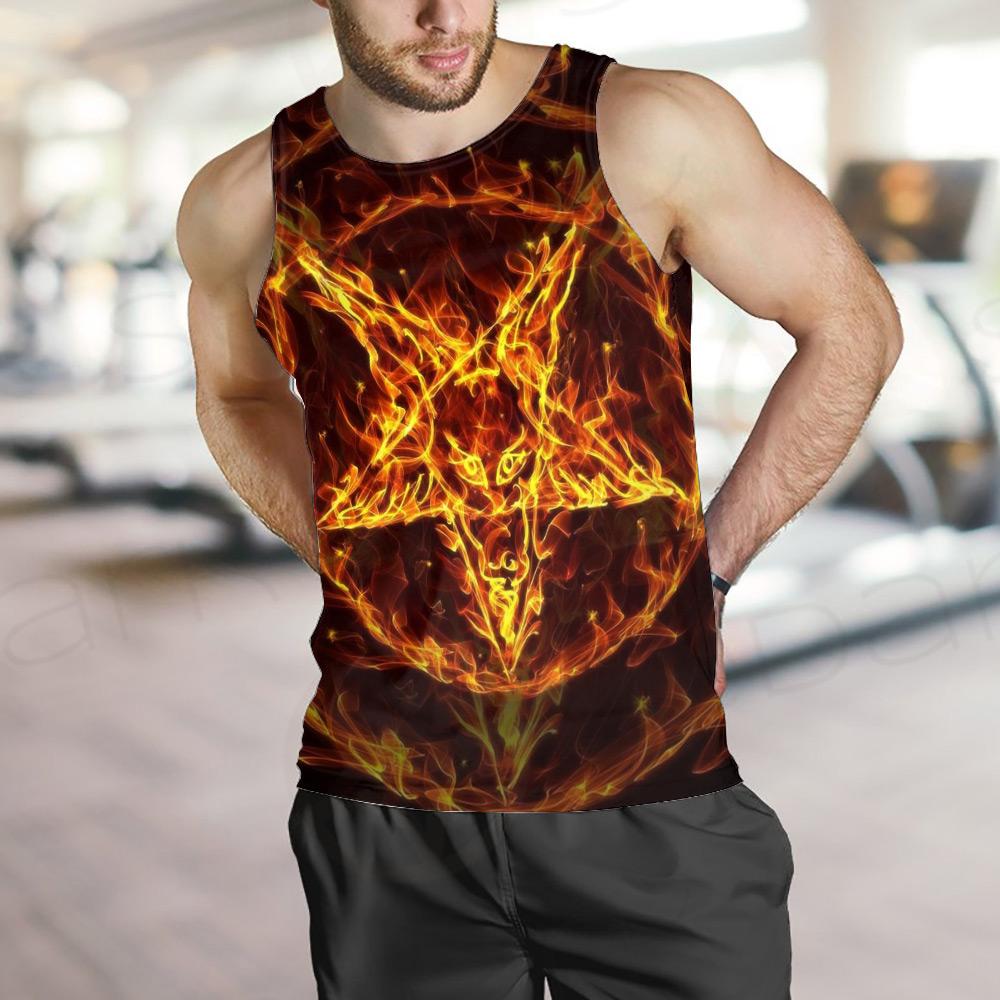 Satanic Fire Pentagram Men Tank-tops