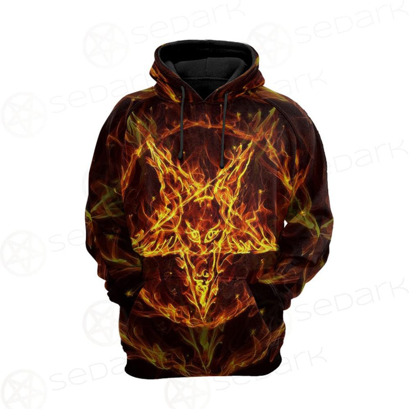 Satanic Fire Pentagram Hoodie Raglan