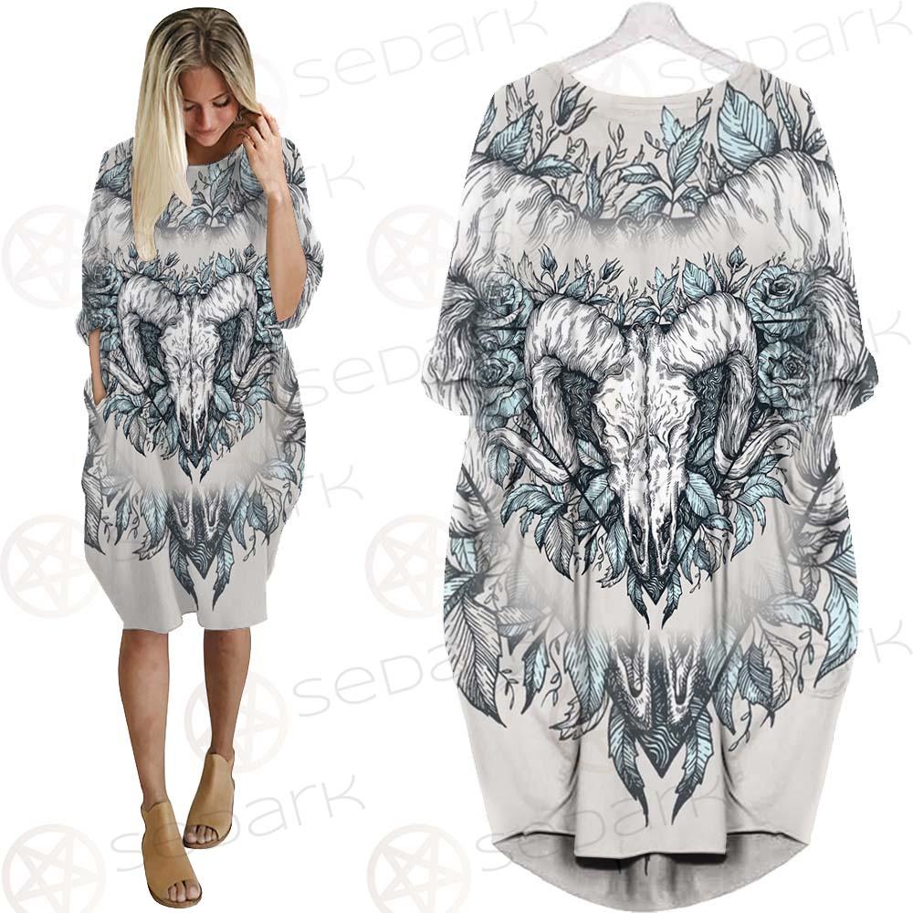 Binary Satanic Symbol SDN-1083 Batwing Pocket Dress