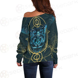 Modeling And Using Pop Art Coloring SDN-1084 Off Shoulder Sweaters