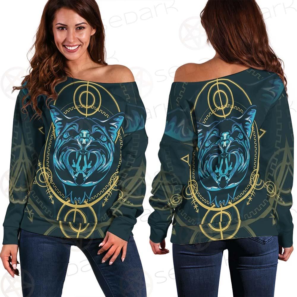 Modeling And Using Pop Art Coloring SDN-1084 Off Shoulder Sweaters