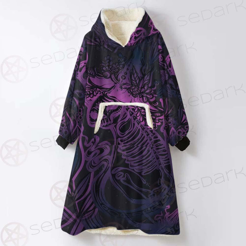 Vector Composition With Mystical Cat Skeleton SDN-1085 Oversized Sherpa Blanket Hoodie