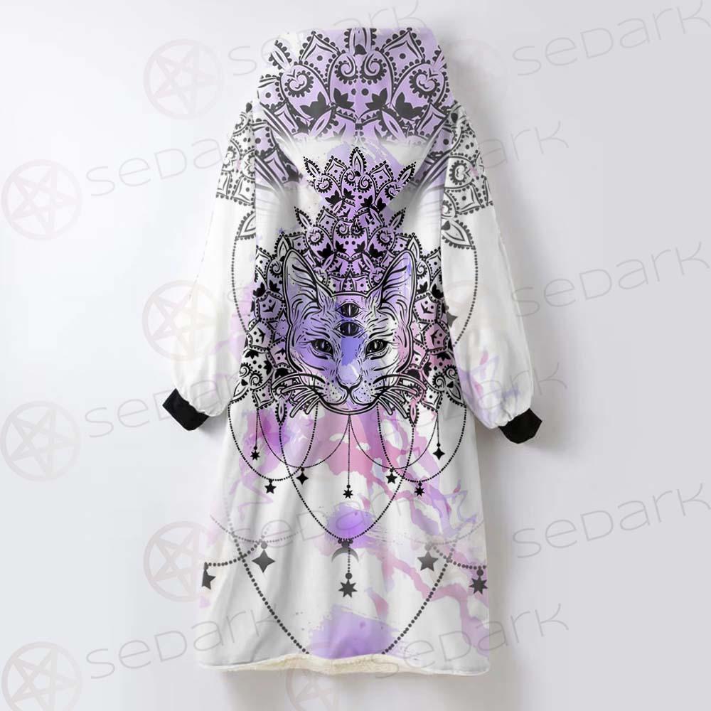 Dreamcatcher With Four Eyed Cat SDN-1086 Oversized Sherpa Blanket Hoodie