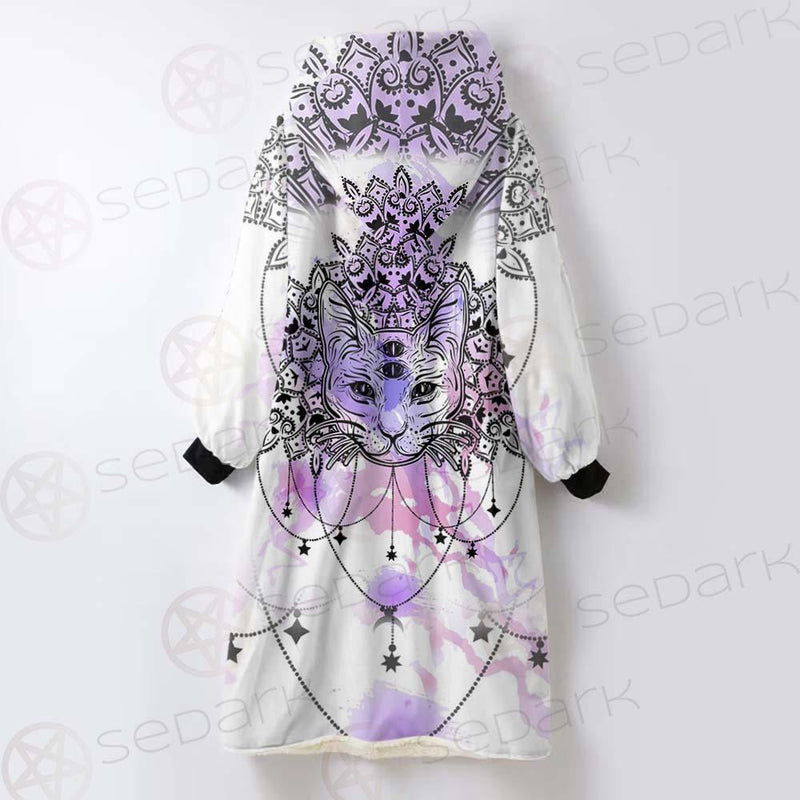 Dreamcatcher With Four Eyed Cat SDN-1086 Oversized Sherpa Blanket Hoodie