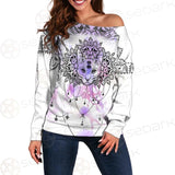 Dreamcatcher With Four Eyed Cat SDN-1086 Off Shoulder Sweaters