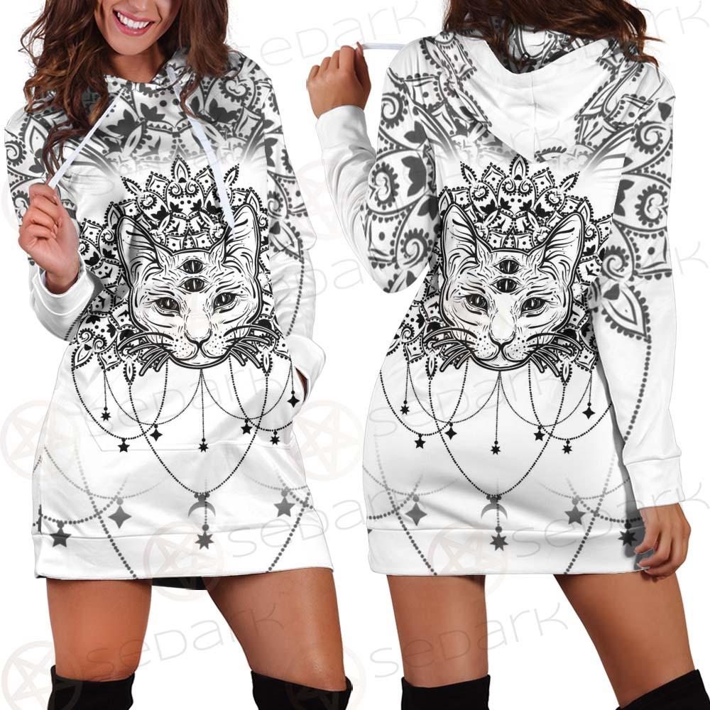 Dreamcatcher With Four Eyed Cat SDN-1087 Hoodie Dress