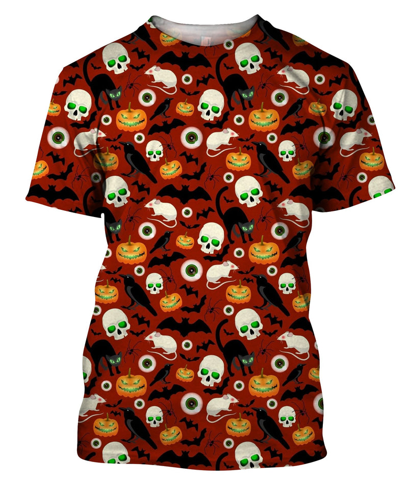 Pumpkins Black Cats White Rats Crows Bats T-Shirt