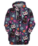 Cats And Colorful Decorative Flowers. Zip Hoodie