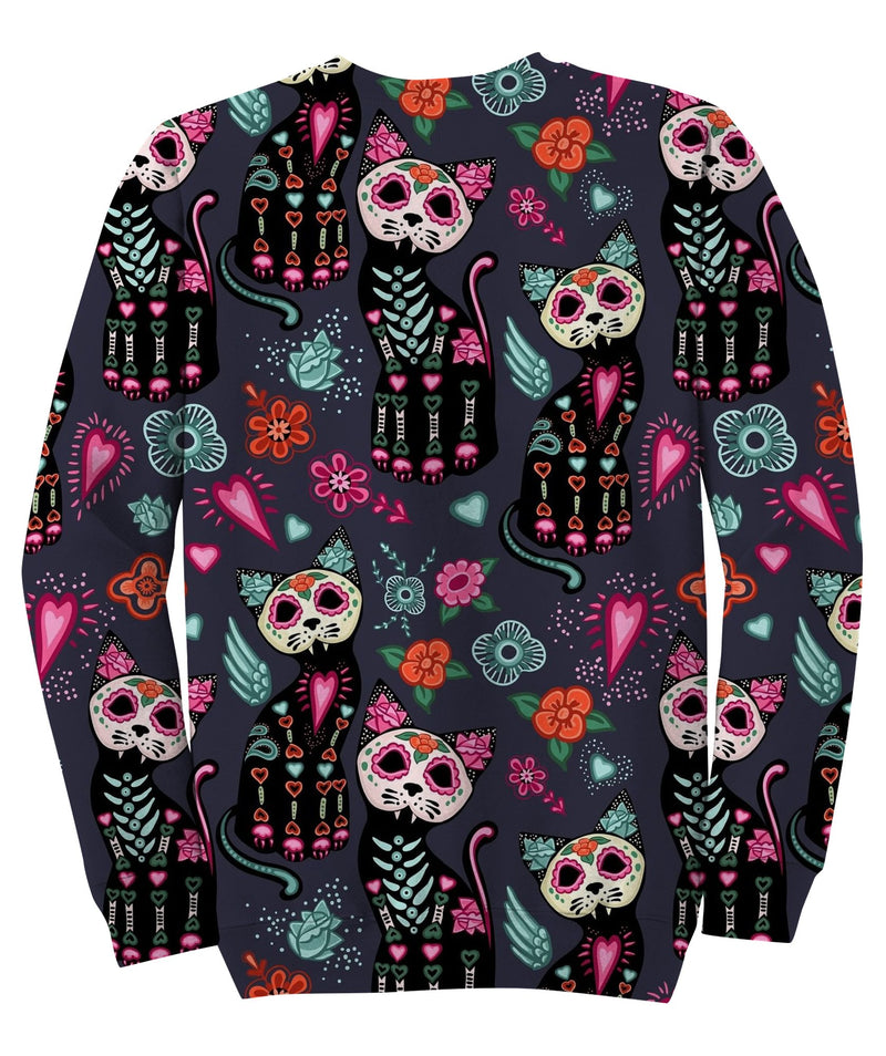 Cats And Colorful Decorative Flowers. Sweatshirt