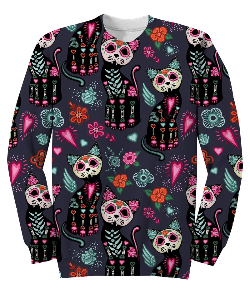 Cats And Colorful Decorative Flowers. Sweatshirt