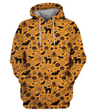 Orange Endless Background With Cat Hoodie