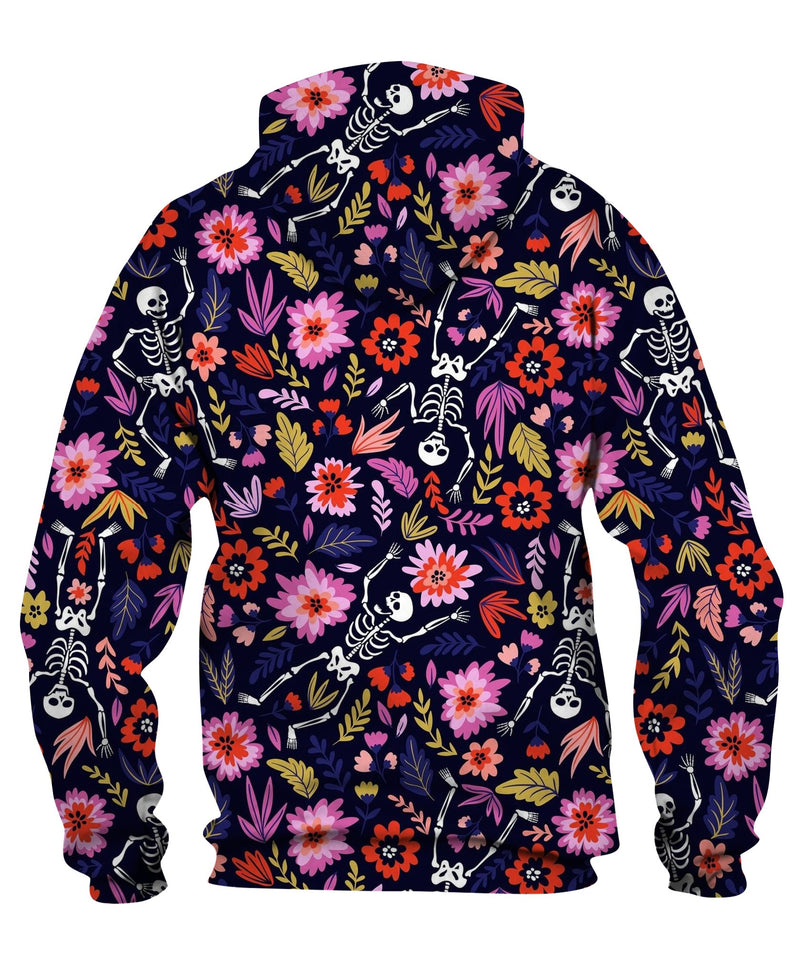 Dancing Skeletons In The Floral Garden Zip Hoodie