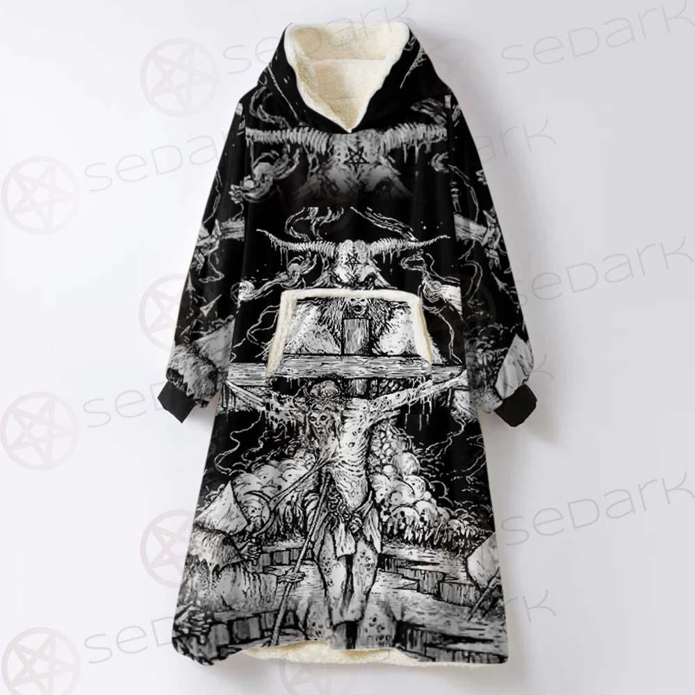 Hail Satan SDN-1130 Oversized Sherpa Blanket Hoodie