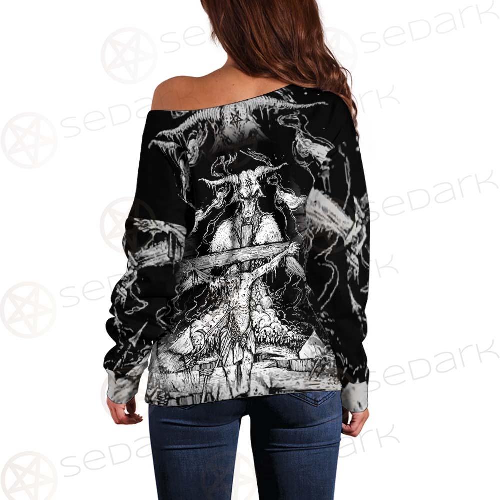 Hail Satan SDN-1130 Off Shoulder Sweaters