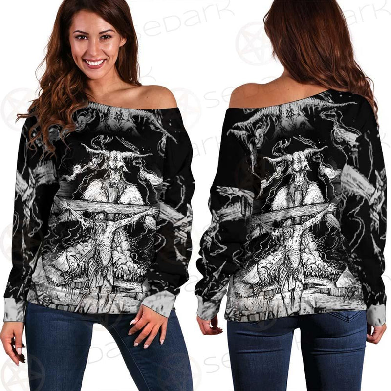 Hail Satan SDN-1130 Off Shoulder Sweaters