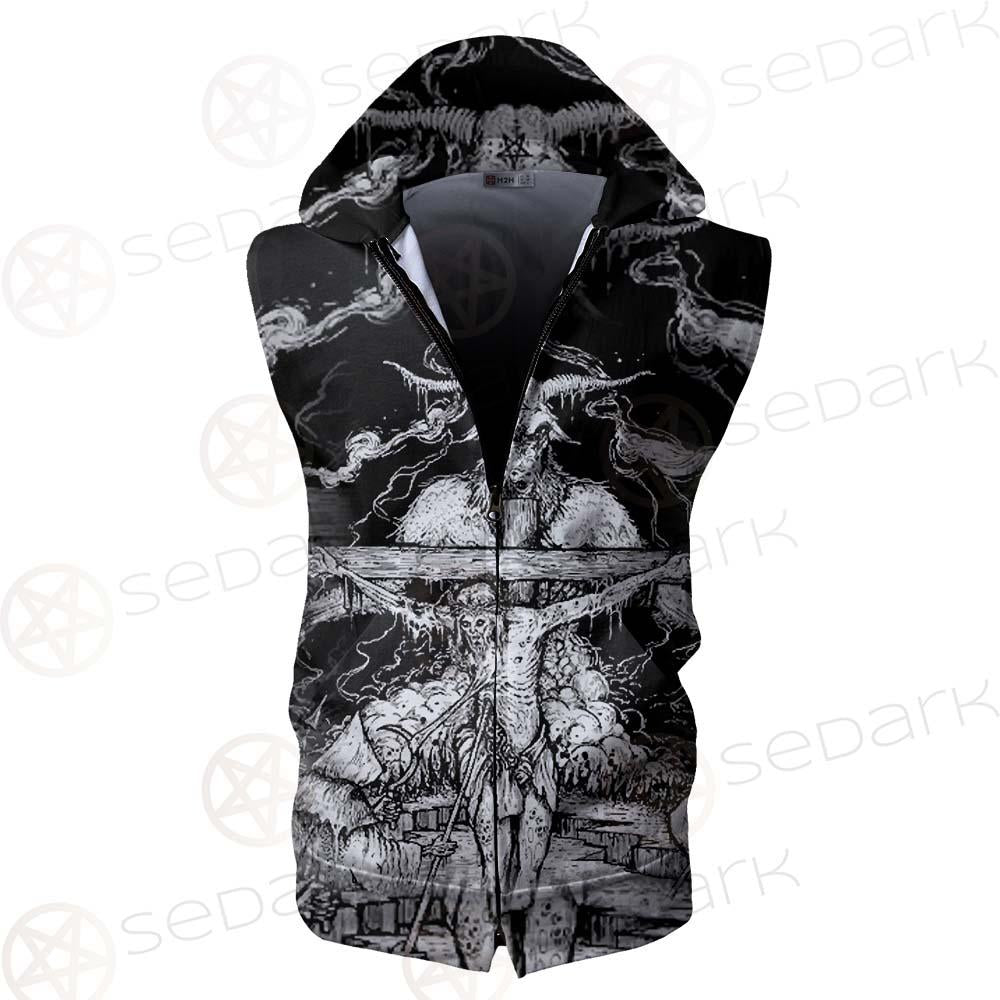 Hail Satan SDN-1130 Zip Sleeveless Hoodie – Secret Darkness
