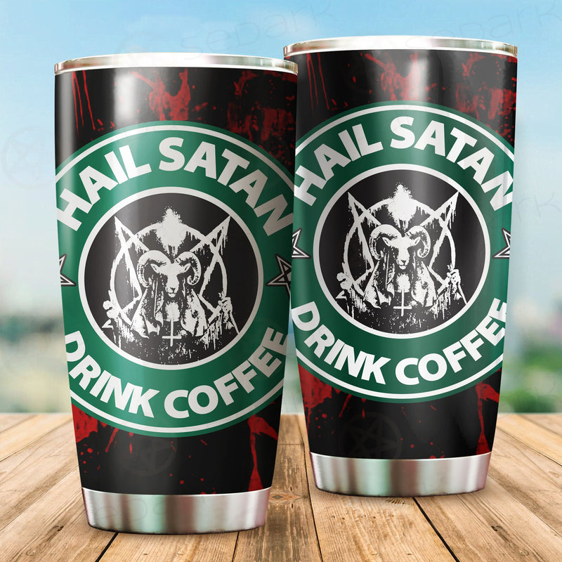 Hail Satan Drink Coffee Red Tumbler Cup
