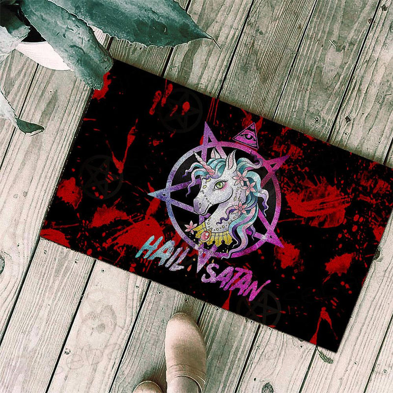 Hail Satan Unicorn SED-0012 Door Mat