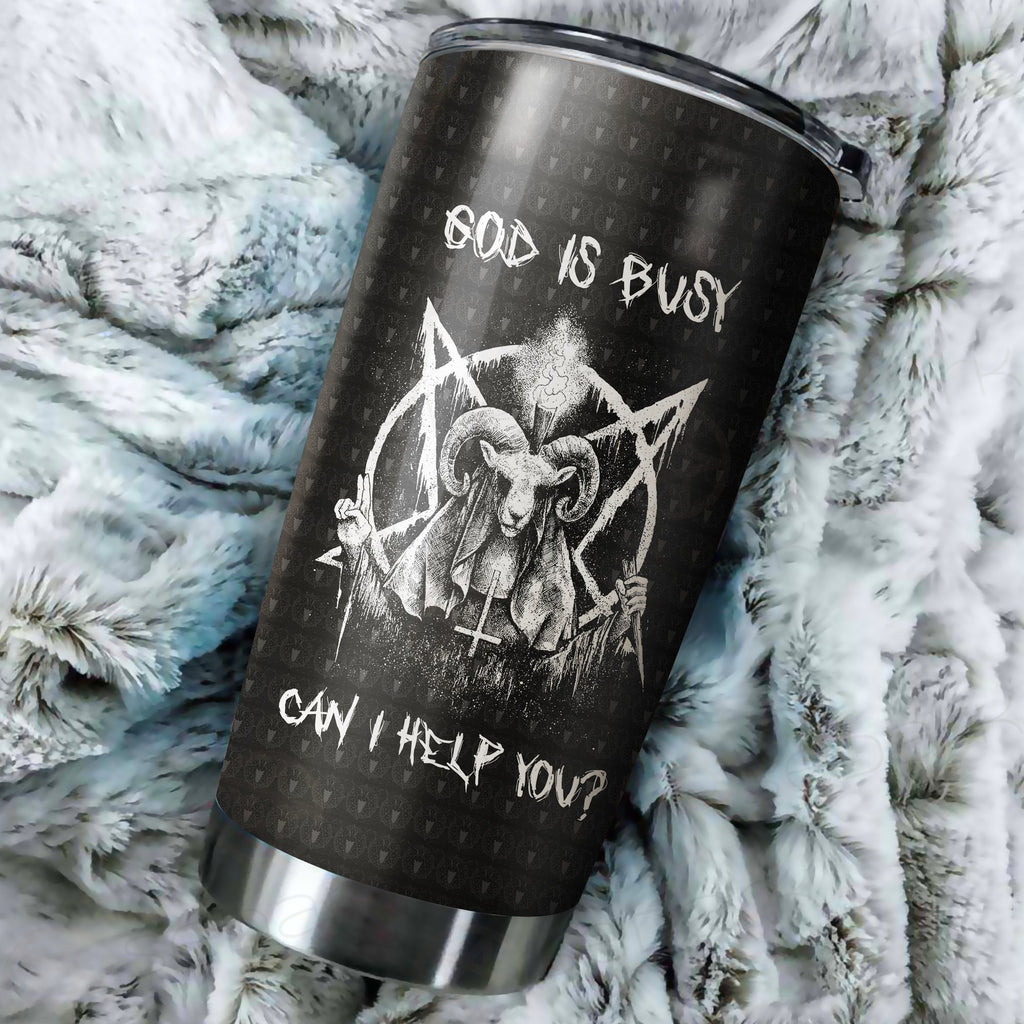 God is Busy Tumbler Cup