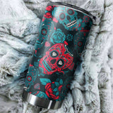 Floral Skull Tumbler Cup